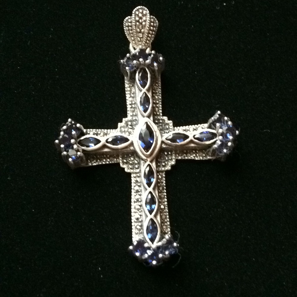 925 Sterling Vintage Marcasite Cross Pendant